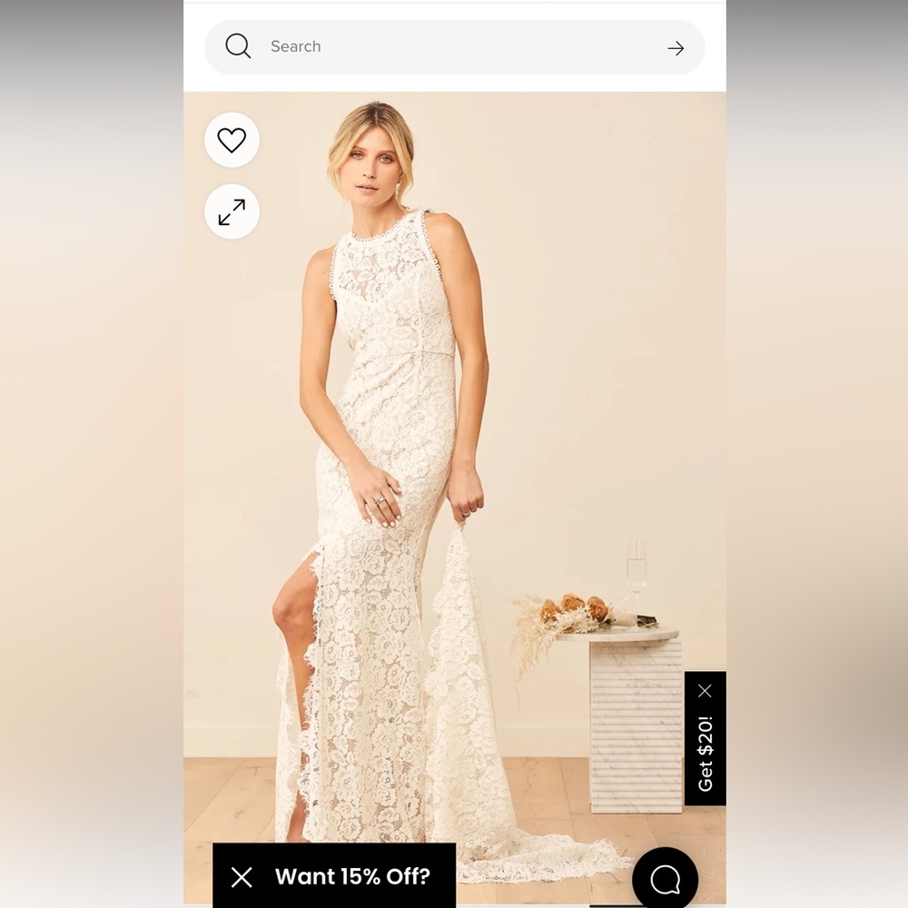 Lulu's Cream Lace Wedding Dress